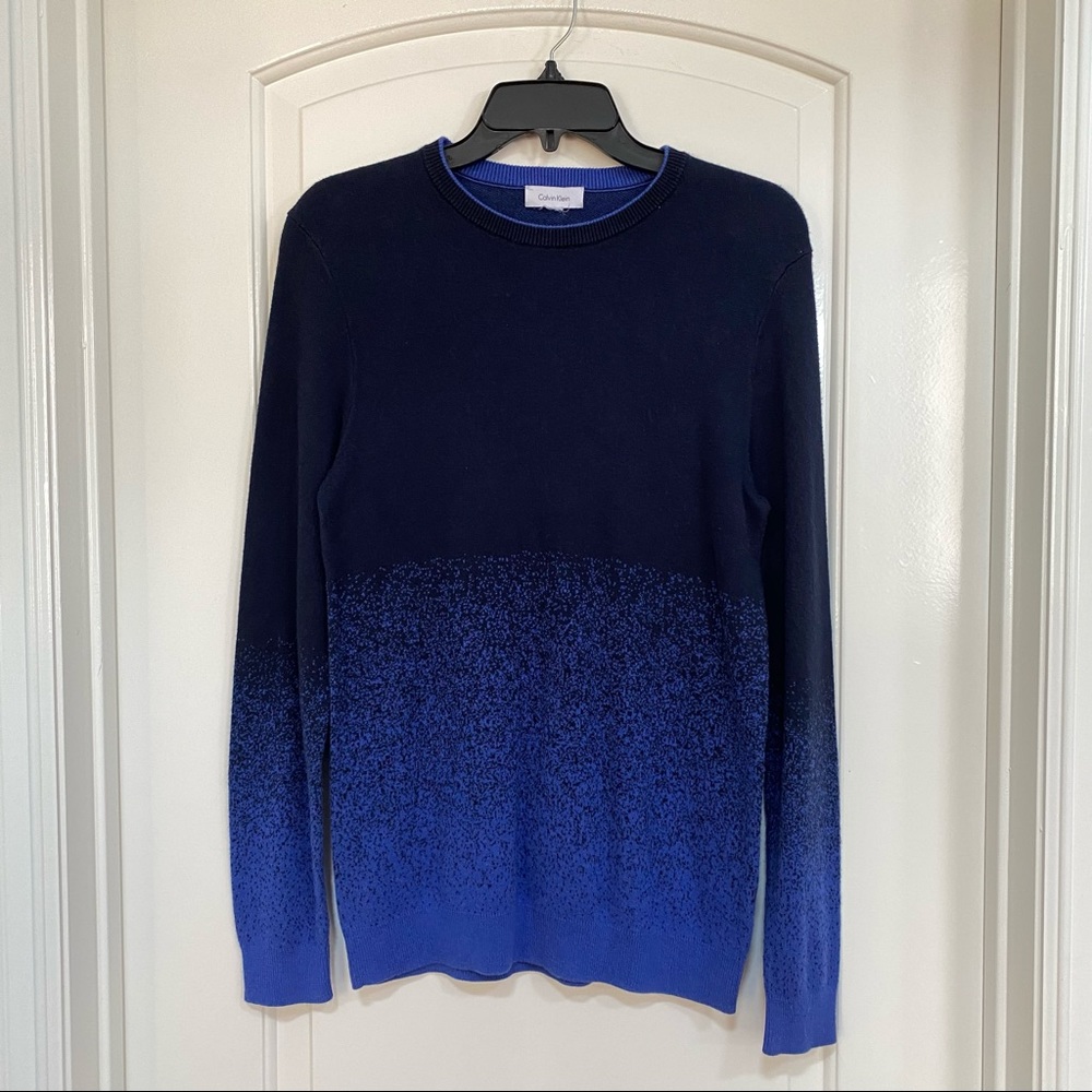 Calvin Klein Fall Winter Ombre Gradient Long Sleeves Blue Sweater Men's Size XS